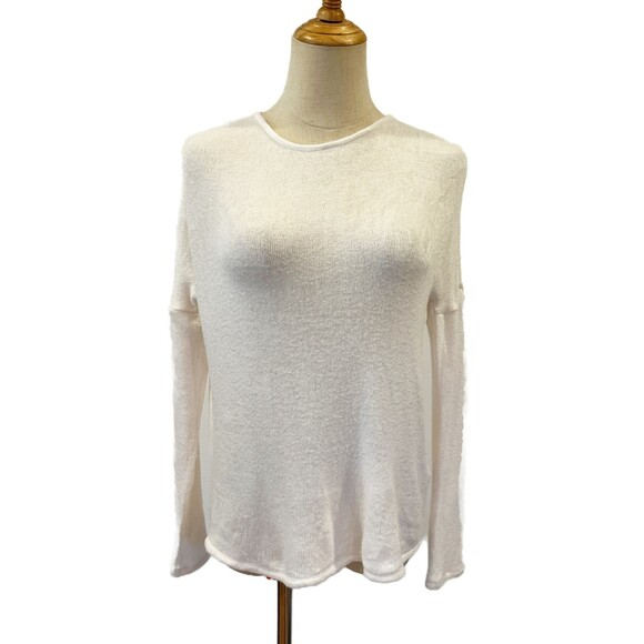 Topshop Ivory Lightweight Sweater Keyhole Back with Tie US 2 - Picture 3 of 9